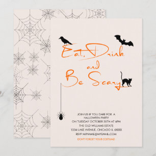 Eat Drink en wees eng Halloween-partijkaart Kaart