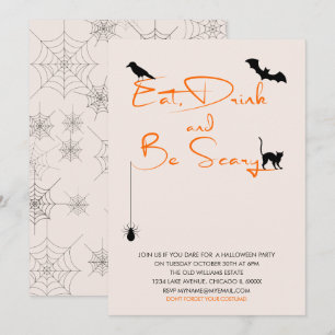 Eat Drink en wees eng Halloween-partijkaart Kaart