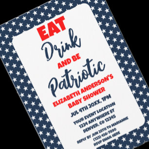 Eat Drink en wees patriottisch op 4 juli Baby show Kaart