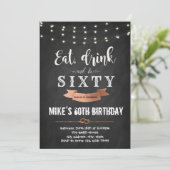 Eat drink en zijn 50e verjaardagsuitnodiging kaart (Staand voorkant)
