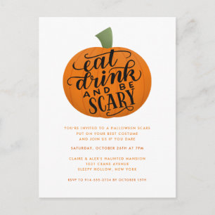 Eat, Drink en zijn eng Halloween Party Invitation Briefkaart