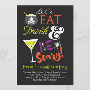 Eat, Drink en zijn eng Halloween Party Invitation Kaart