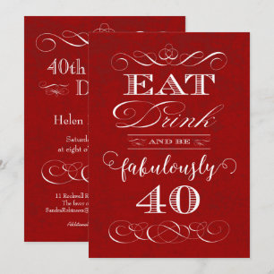 Eat Drink en zijn Fabulous 40 Birthday Party Red Kaart