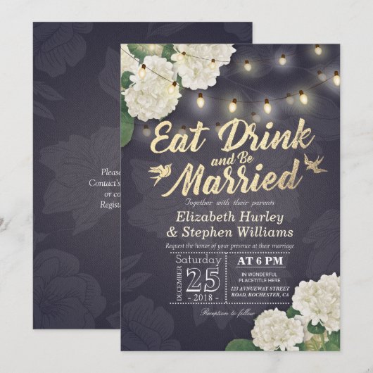 EAT-Drink en zijn gehuwd met een strijkstok Kaart (Voorkant / Achterkant)