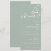 Eat, Drink, en zijn het gehuwde Menu van de Wedden (Voorkant / Achterkant)