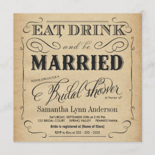 Eat Drink: gehuwde Bridal Shower-uitnodigingen Kaart