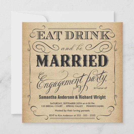 Eat Drink: huwelijkspartners Kaart (Voorkant)