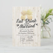 EAT-Drink: huwelijksweddenschap met gouden ananana Kaart (Staand voorkant)