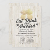 EAT-Drink: huwelijksweddenschap met gouden ananana Kaart (Voorkant / Achterkant)