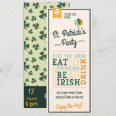 Eat Drink: Ierse St. Patrick's Day Invitation Kaart (Voorkant / Achterkant)