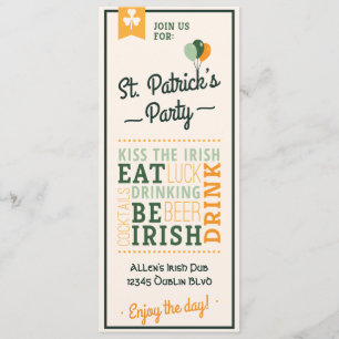 Eat Drink: Ierse St. Patrick's Day Invitation Kaart