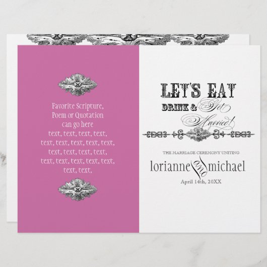 Eat, Drink in Get Married, Formal Wedding Program (Voorkant / Achterkant)