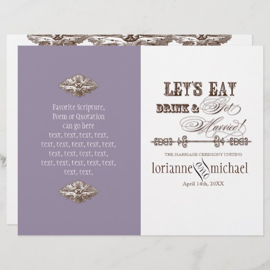 Eat, Drink in Get Married, Formal Wedding Program (Voorkant / Achterkant)
