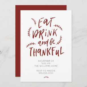 Eat Drink is dankbare Thanksgiving vriendschap Kaart