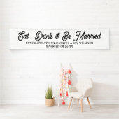 Eat Drink is gehuwd met modern zwart Script Weduws Spandoek (Insitu)
