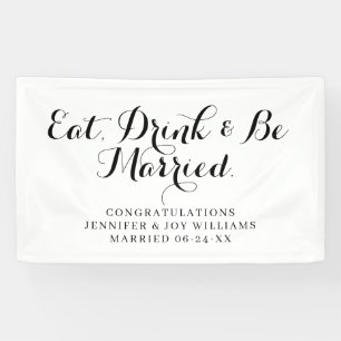 Eat Drink is gehuwd met moderne zwarte-Script-brui Spandoek