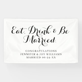 Eat Drink is gehuwd met moderne zwarte-Script-brui Spandoek