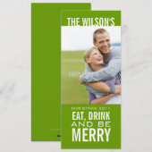 EAT-DRINK IS MERRY FOTO CHRISTMAS CARD GREEN FEESTDAGENKAART (Voorkant / Achterkant)
