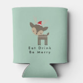 Eat Drink is vrolijk kerstfeest in Red Santa Hat Blikjeskoeler (Achterkant)