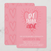 Eat Drink Love | Partij Valentijnsdag Kaart (Voorkant / Achterkant)