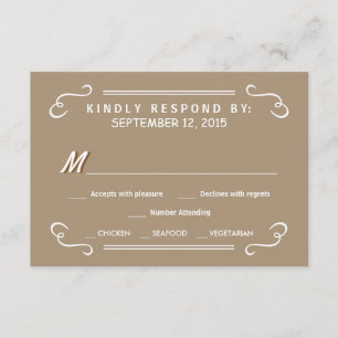Eat Drink & RSVP Sandalwood Tan Wedding Reply Kaartje