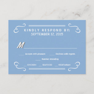 Eat Drink & RSVP Sky Blue Rustic Wedding Reply Kaartje