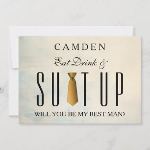 Eat Drink & Suitup Gold Will you be my Bestman Inv Kaart