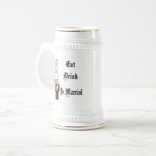 Eat, Drink, trouwen Bierpul (Voorkant links)