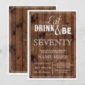 Eat Drink & wees 70 of om het even welke Leeftijd  Kaart (Voorkant / Achterkant)