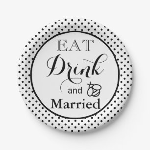 Eat Drink, wees getrouwd   polka-puntpatroon honin Papieren Bordje
