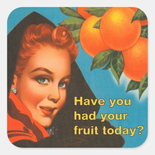 Eat Fruit design Vierkante Sticker (Voorkant)
