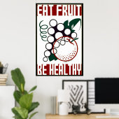 Eat Fruit - wees gezond - het Poster van WPA - (Thuiskantoor)
