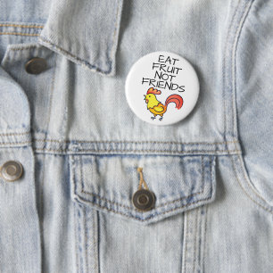Eat fruitig geen vrienden van Vegan lieflijke roos Ronde Button 5,7 Cm