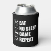 Eat, geen slaap, game, herhaal - grappige videokam blikjeskoeler (Blikje Voorkant)