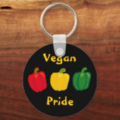 Eat je Veggies Peppers Vegan Pride Sleutelhanger (Voorkant)