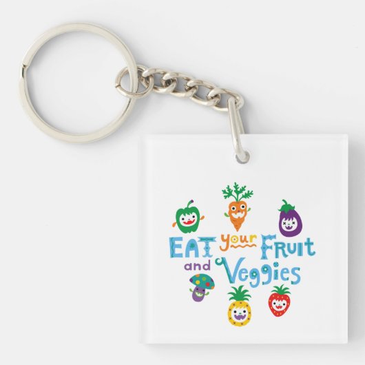 Eat je Veggies, Veggies, Cute Graphic Sleutelhanger (voorkant)