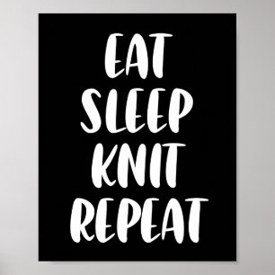 Eat Knit Sleep Herhaal donker poster