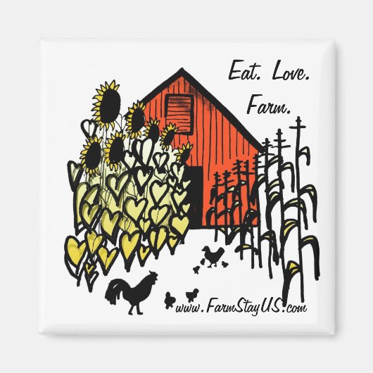 Eat Love Boerderij Barnyard Scene Magnet Magneet (Voorkant)