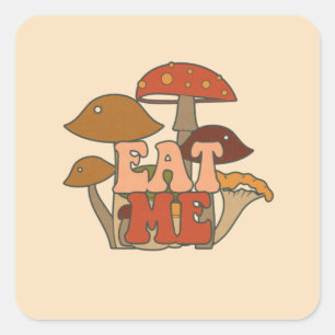 Eat Me beroemd gemaakt door Whimsical Mushroom Des Vierkante Sticker