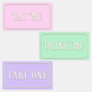 "Eat me, Drink me, neem een" Wonderland Tea Party Labels
