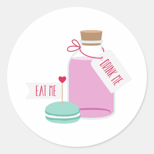 Eat me, Drink me Ronde Sticker (Voorkant)