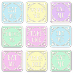 "Eat me" "Drink me" Wonderland Tea Party Whimsical Sticker