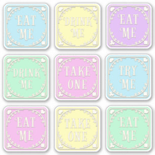"Eat me" "Drink me" Wonderland Tea Party Whimsical Sticker