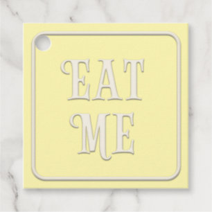 "Eat Me" Victoriaans Tea Party Bleek Yellow Square Bedankjes Labels