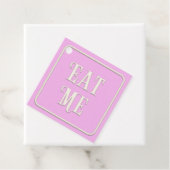 "Eat Me" Victoriaans Tea Party roze Square Aangepa Bedankjes Labels (In situ)