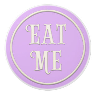 "Eat me" Wonderland Tea Party Pastel Paars Keramische Knop