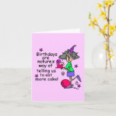 Eat more Cake Birthday Humor Kaart (Gele Bloem)