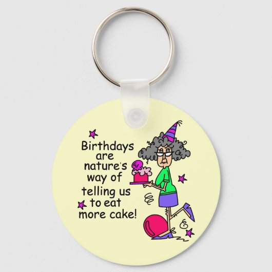 Eat more Cake Birthday Humor Sleutelhanger (Voorkant)