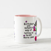Eat more Cake Birthday Humor Tweekleurige Koffiemok (Voorkant rechts)