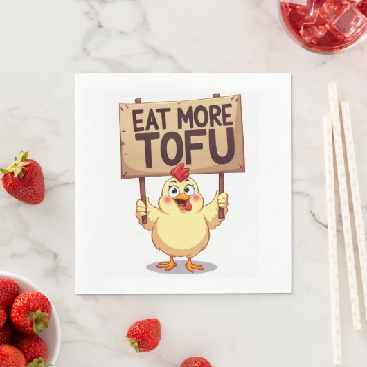Eat More Tofu Funny Chicken Protest Servet (Insitu)